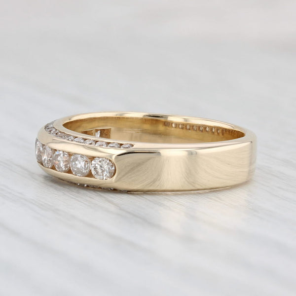 Light Gray 0.88ctw Diamond Wedding Band 14k Yellow Gold Sz 7.75 Anniversary Stackable Ring