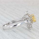2.18ctw Yellow Sapphire Diamond Halo Heart Ring 14k White Gold Size 7 Cocktail