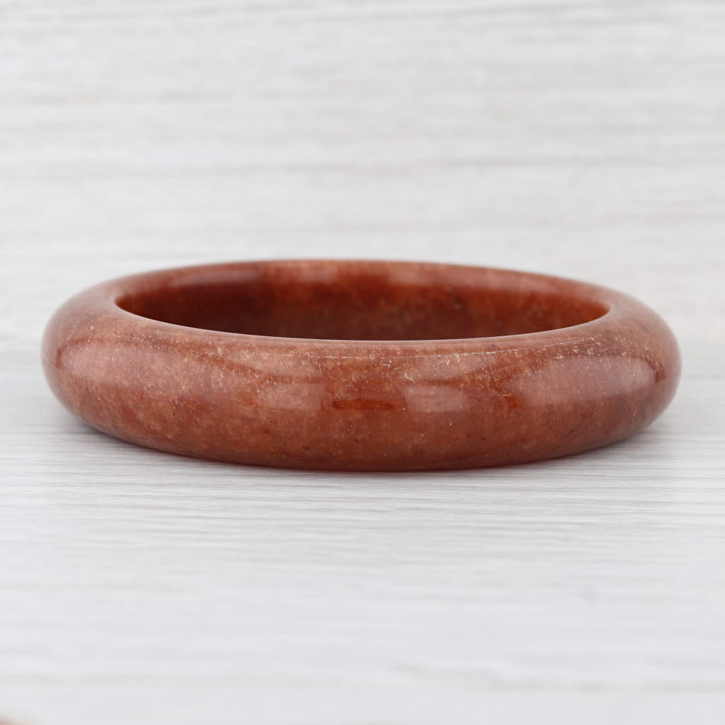 Brown Jadeite Jade Bangle Bracelet 7.25” 15mm Stackable Statement