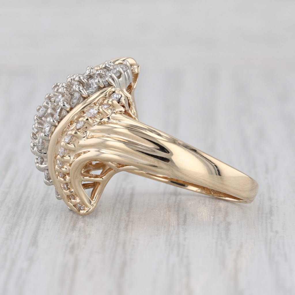 2.02ctw Diamond Cluster Cocktail Bypass Ring 14k Yellow Gold Size 8.5