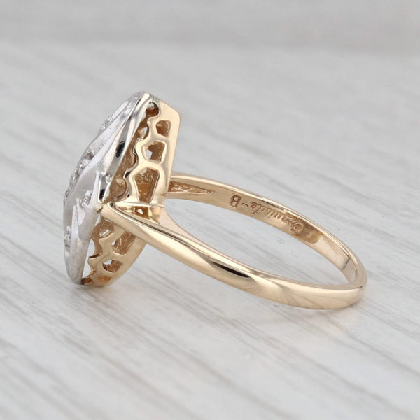Gray Vintage Diamond Accented Princess Ring 14k White Yellow Gold Size 6.75