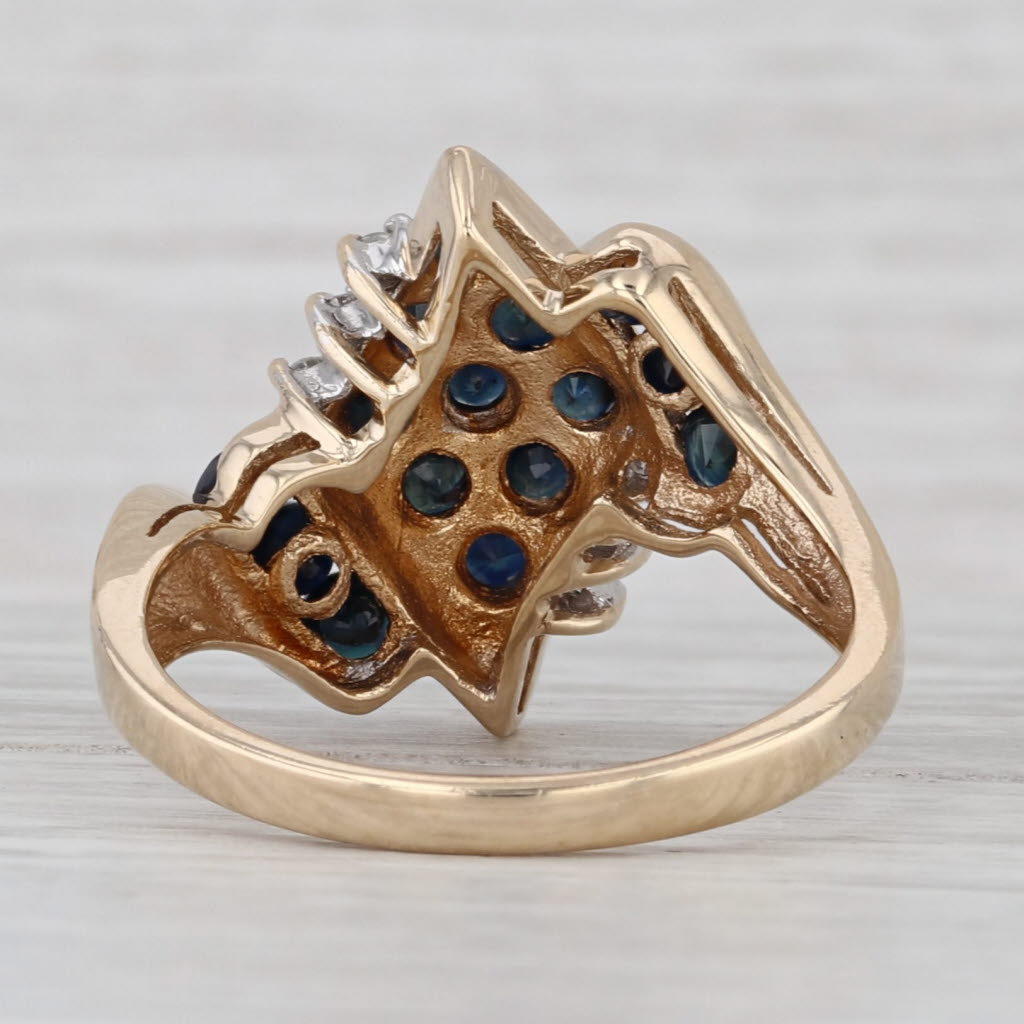 1.03ctw Blue Sapphire Diamond Cluster Ring 10k Yellow Gold Size 7 Bypass
