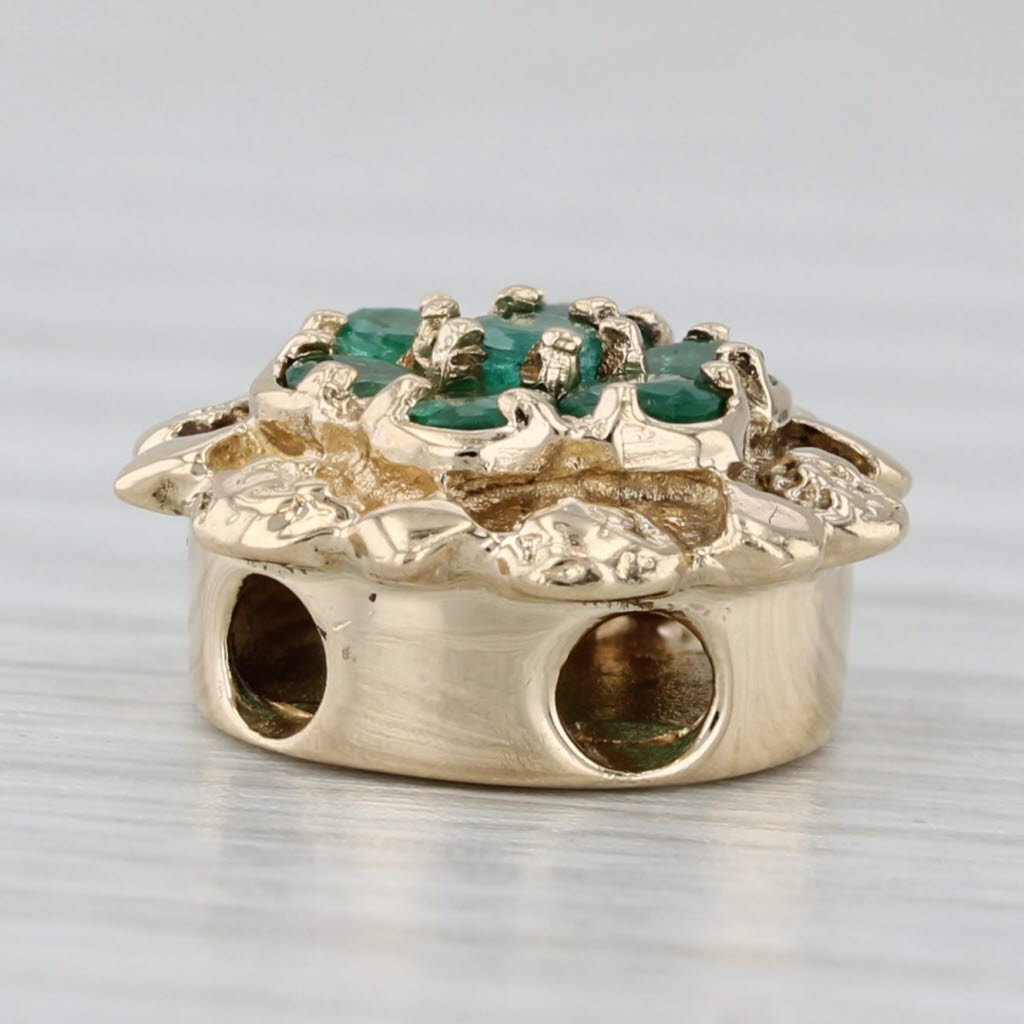 Gray Richard Klein 0.45ctw Emerald Flower Slide Bracelet Charm 14k Yellow Gold