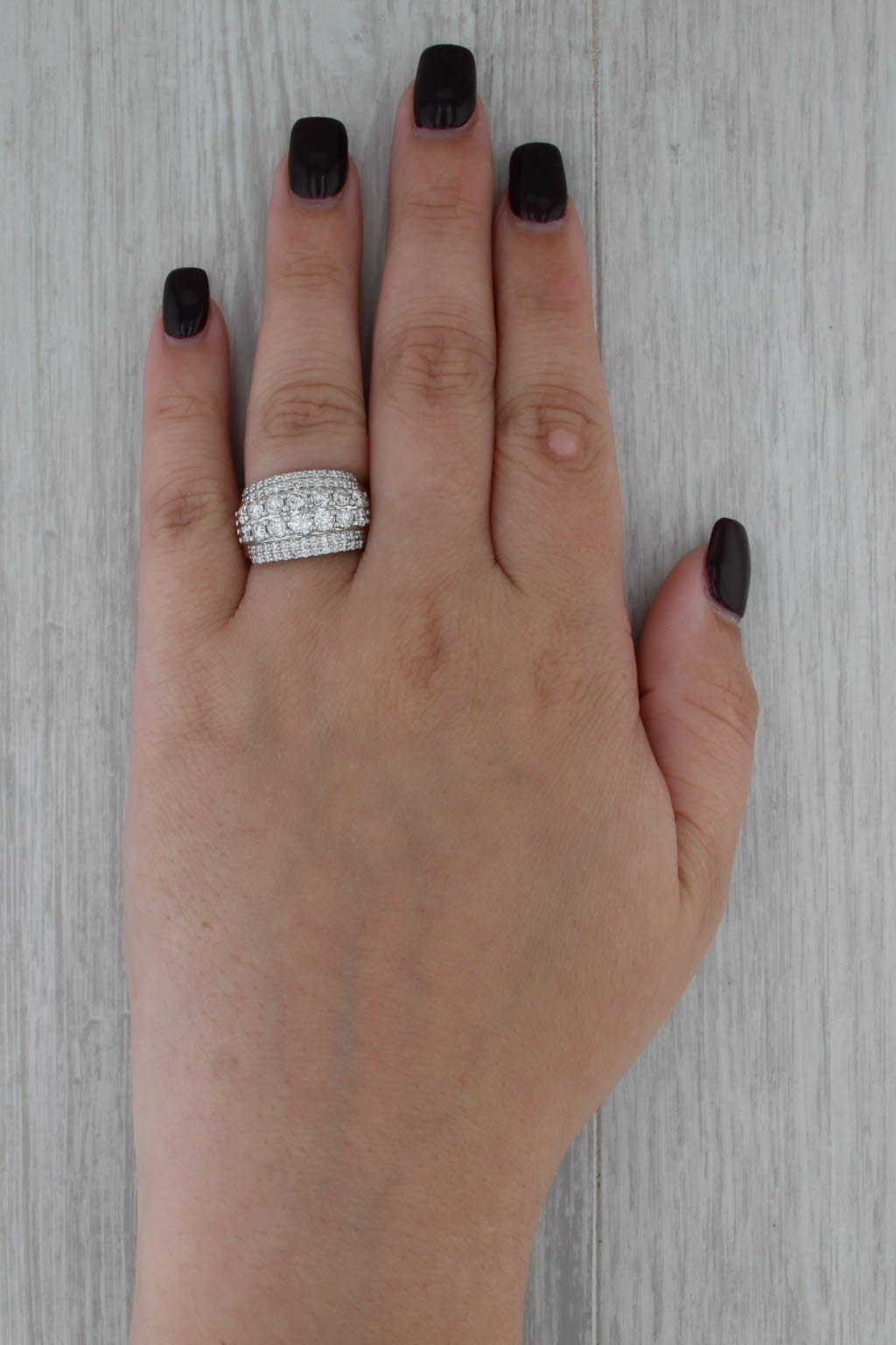 2ctw Diamond 3-Band Ring 10k White Gold Size 6.25 Anniversary