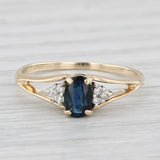0.46ctw Oval Blue Sapphire Diamond Ring 10k Yellow Gold Size 7