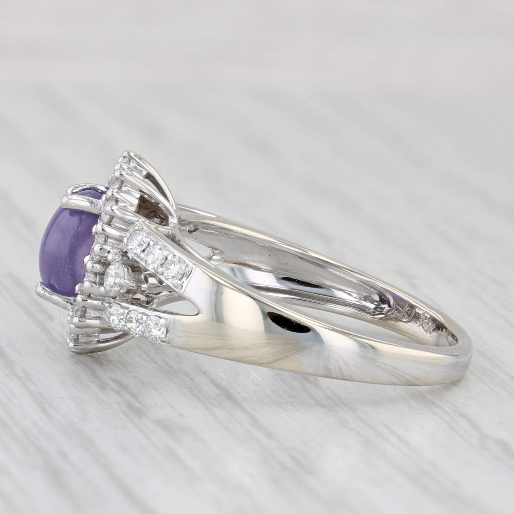 Light Gray New 2.48ctw Purple Star Sapphire Diamond Halo Ring 14k White Gold Size 8.5