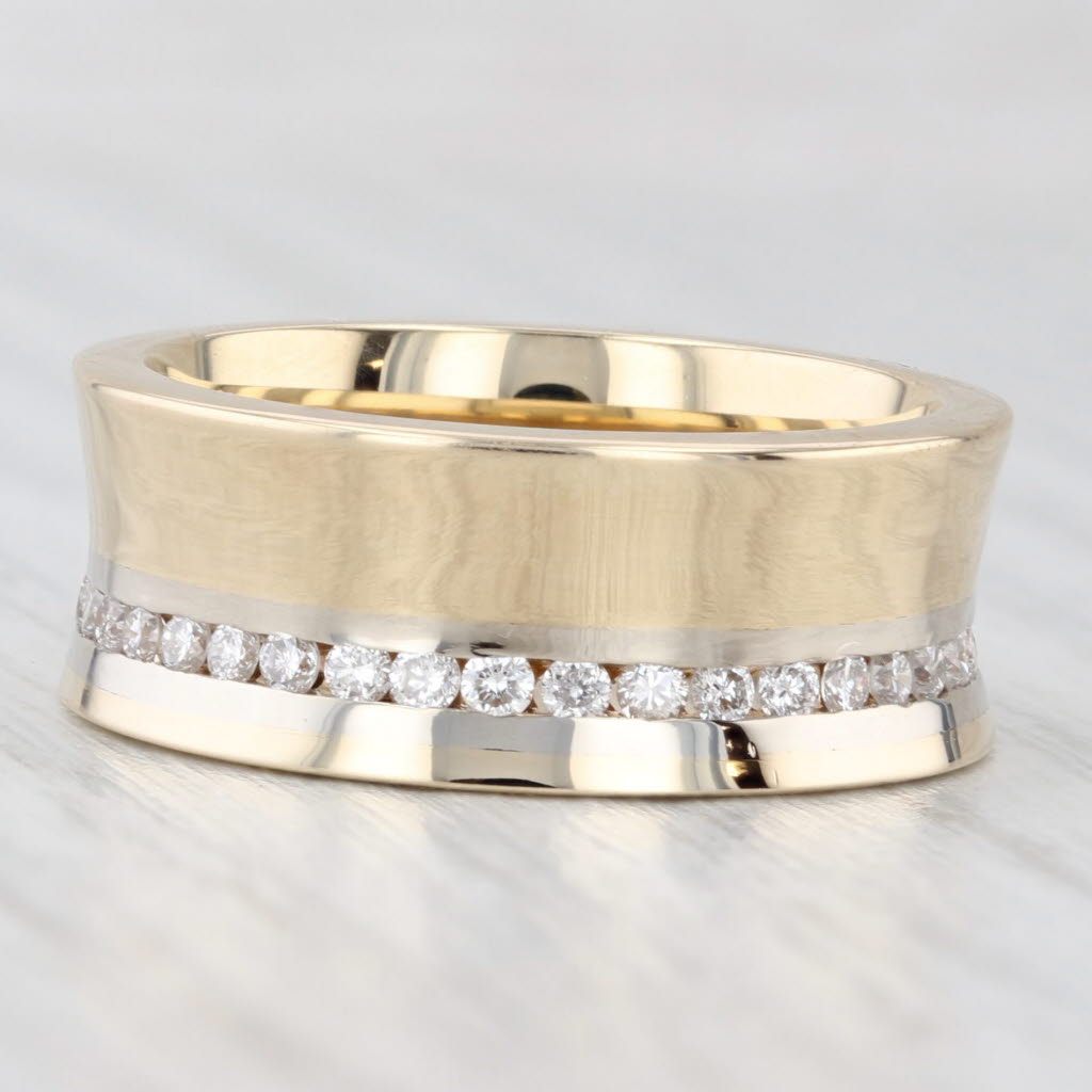 Light Gray 0.50ctw Diamond Contoured Eternity Ring 14k Yellow Gold Size 7 Wide Band