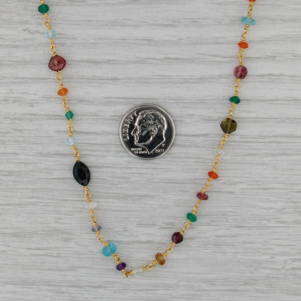 Yossi Multicolor Gemstone Bead Necklace 24k Yellow Gold 17"