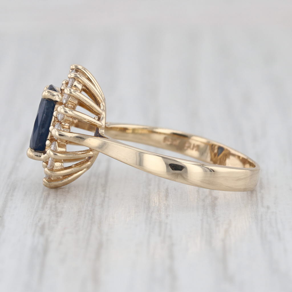 2.90ctw Oval Blue Sapphire Diamond Halo Ring 14k Yellow Gold Sz 8.75 Engagement