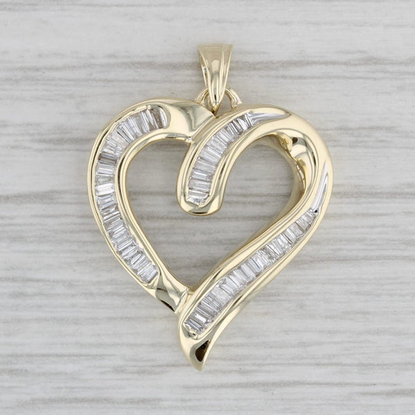 0.75ctw Diamond Open Heart Pendant 10k Yellow Gold