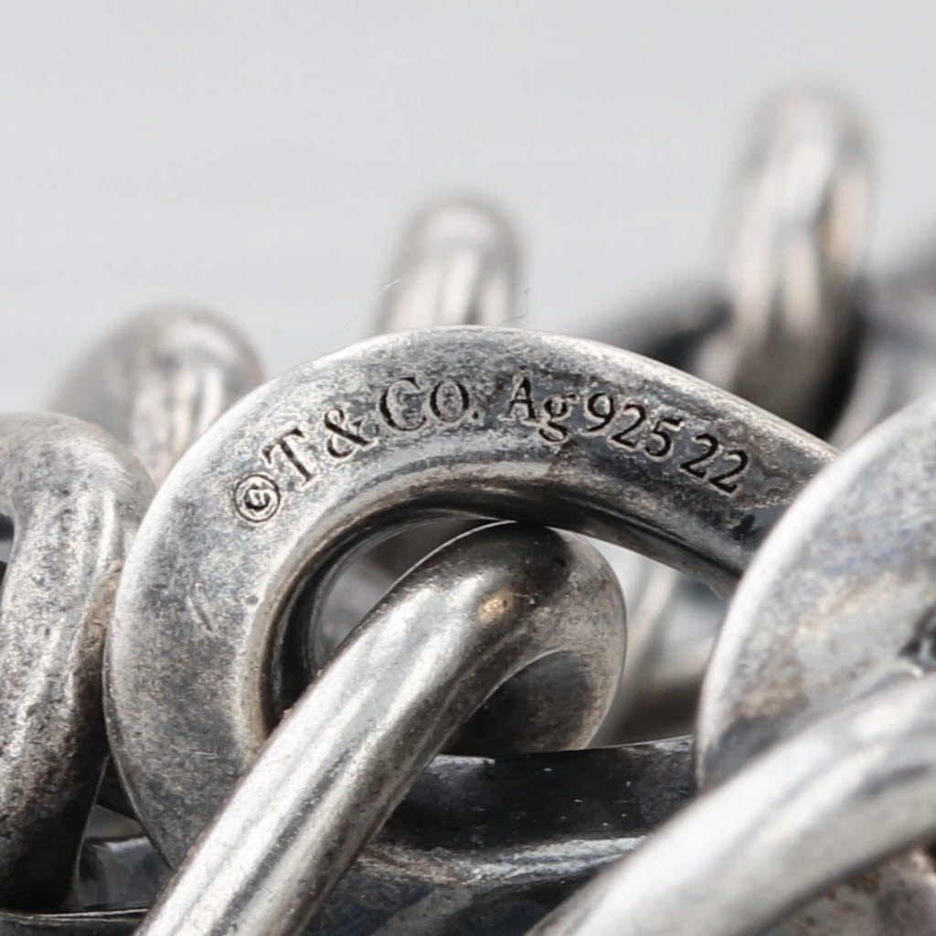 Tiffany Forged Medium Link Blackened Silver Bracelet Sterling 6.75" 10mm