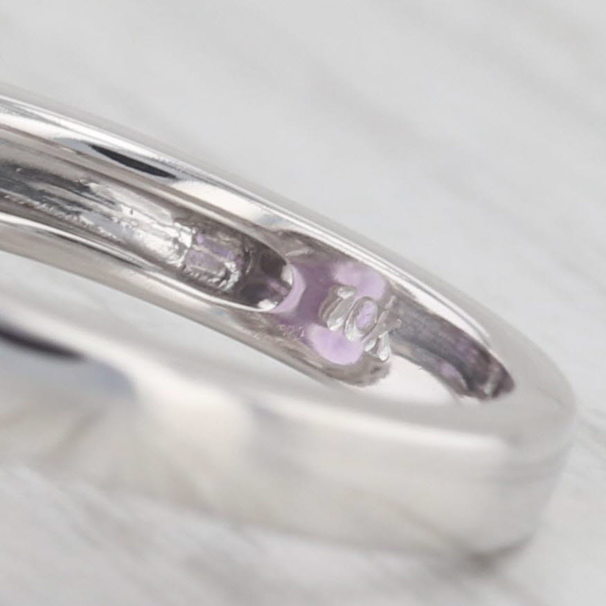 Light Gray 3.35ctw Oval Amethyst Diamond Halo Ring 10k White Gold Size 6