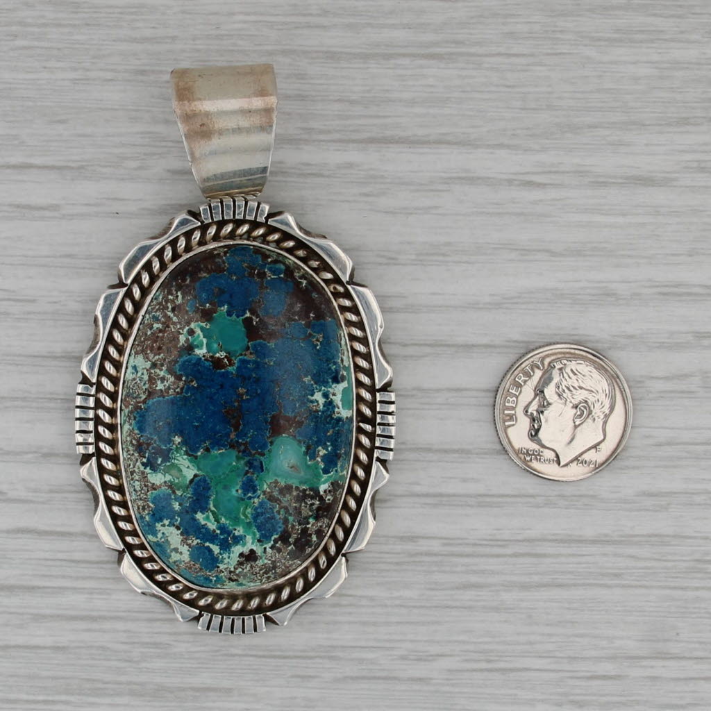 Eddie Secatero Navajo Azurite Turquiose Pendant Sterling Silver Native American