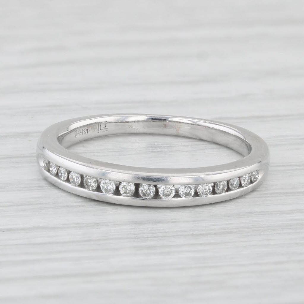 Light Gray 0.12ctw Diamond Women's Wedding Band 14k White Gold Size 5.5 Stackable Ring