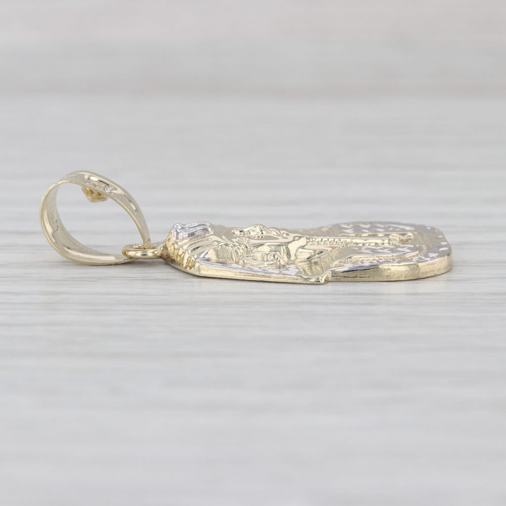 Egyptian Pharaoh Pendant 10k Yellow White Gold Cubic Zirconia Statement