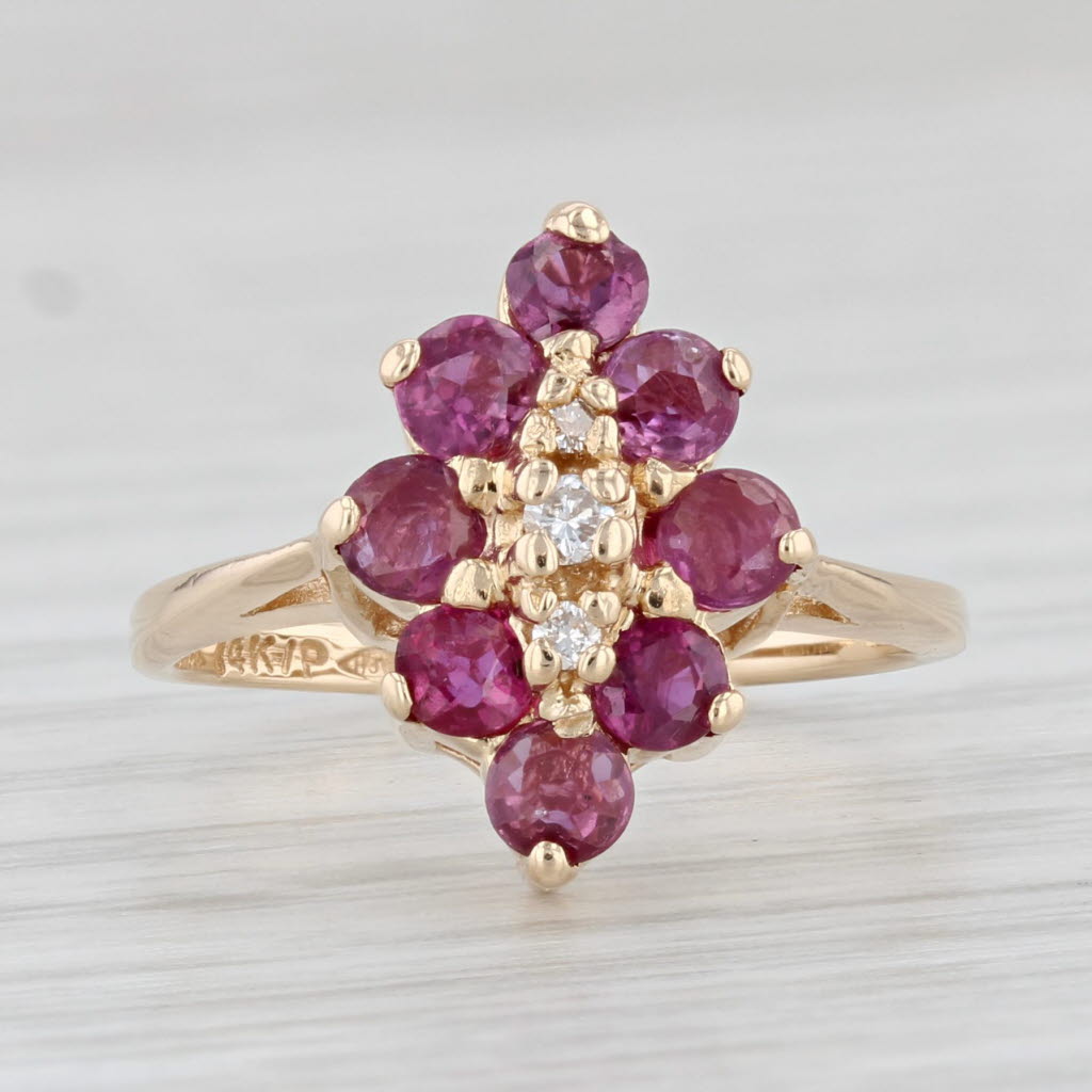 Light Gray 1.04ctw Ruby Diamond Ring 14k Yellow Gold Size 4.25