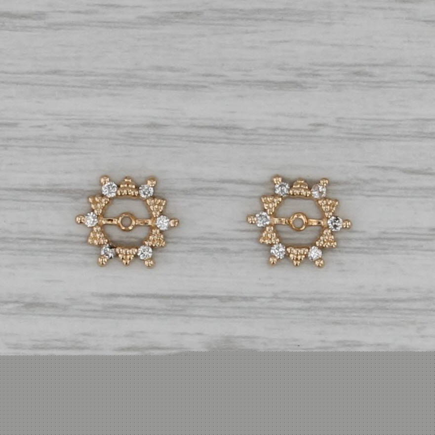0.18ctw Diamond Earring Jackets Enhancers 14k Yellow Gold for Stud Earrings