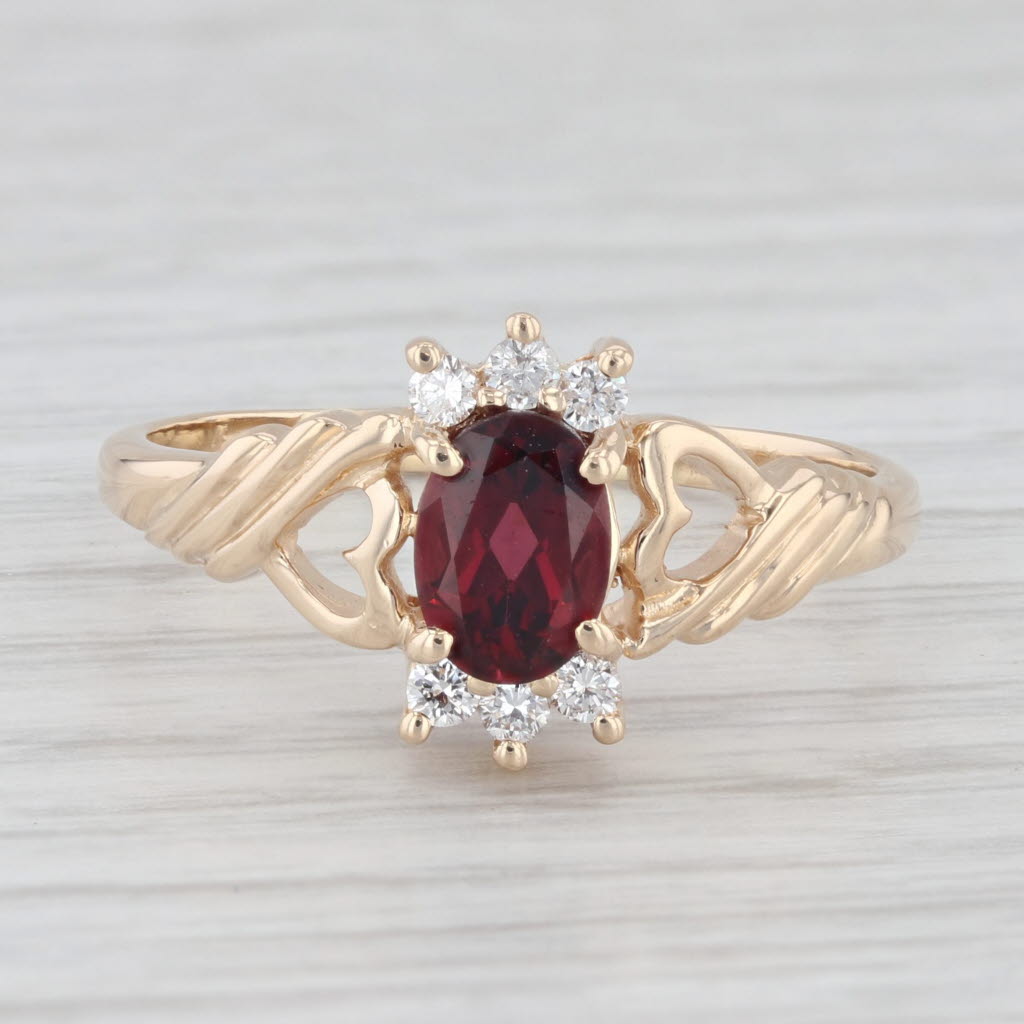 Light Gray 1ctw Oval Garnet Diamond Ring 14k Yellow Gold Size 9.5