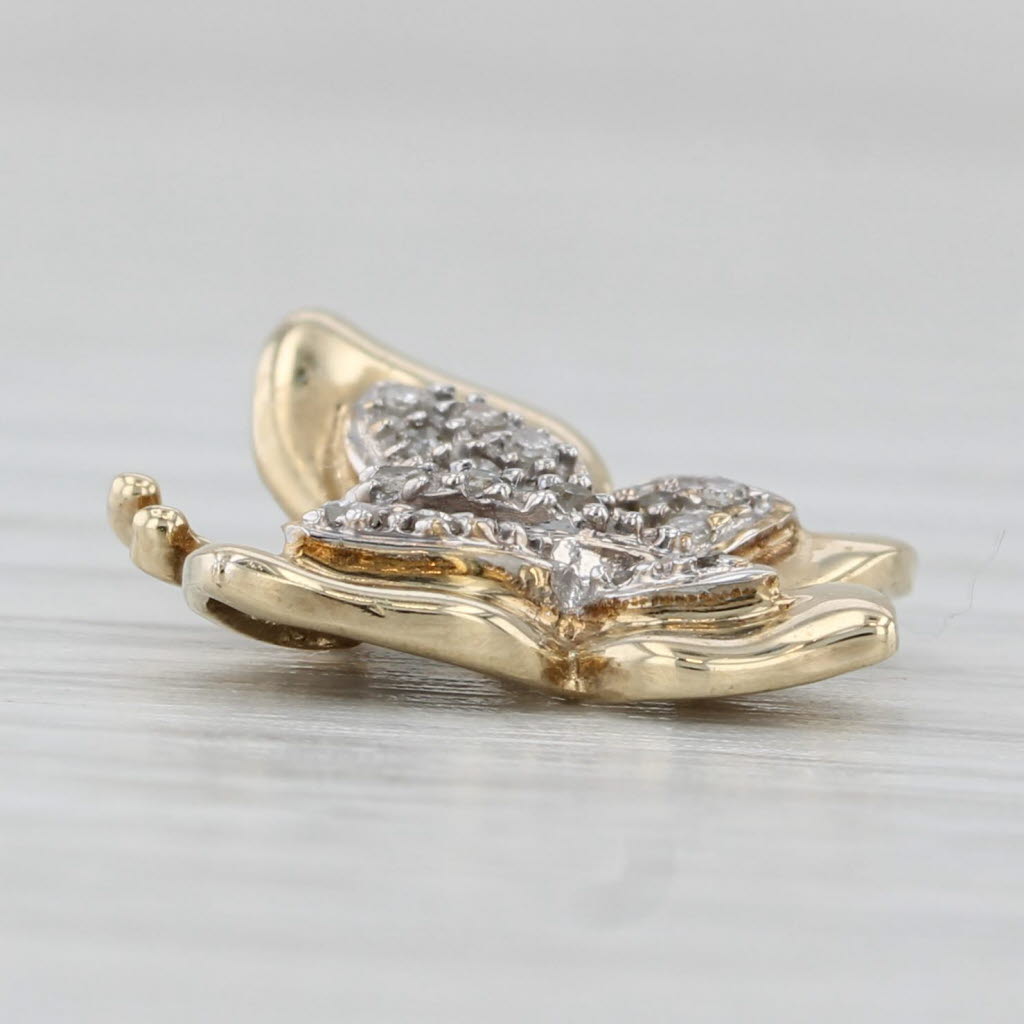 Light Gray 0.10ctw Diamond Butterfly Pendant 10k Yellow Gold