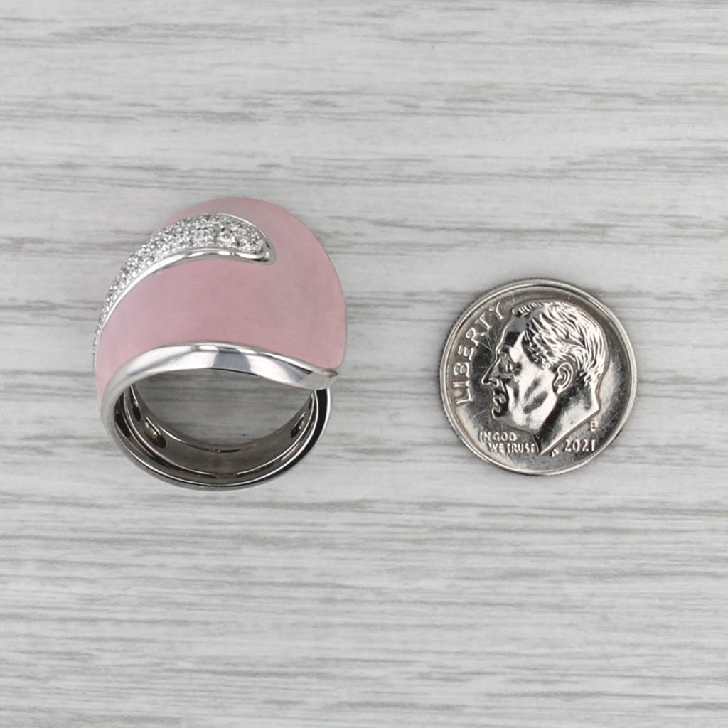 Roberto Coin 0.45ctw Diamond Pink Enamel Cocktail Ring 18k White Gold