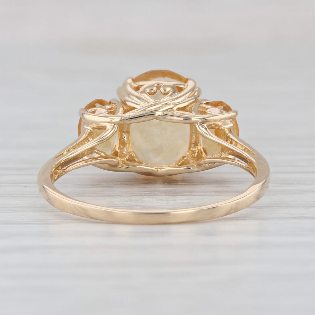 3.15ctw Oval Citrine 3-Stone Ring 14k Yellow Gold Size 8.25
