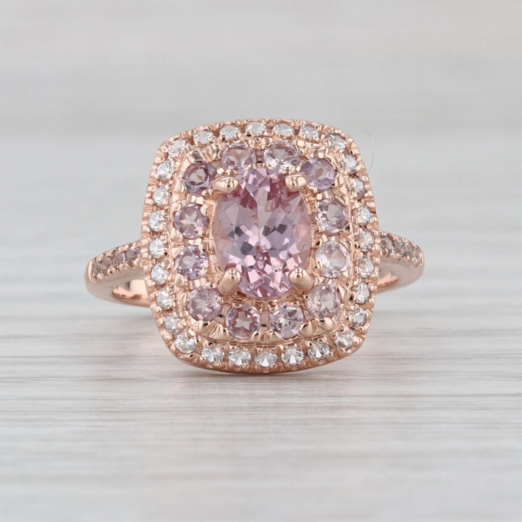 2.23ctw Brown Garnet Zircon Halo Ring 10k Rose Gold Size 6