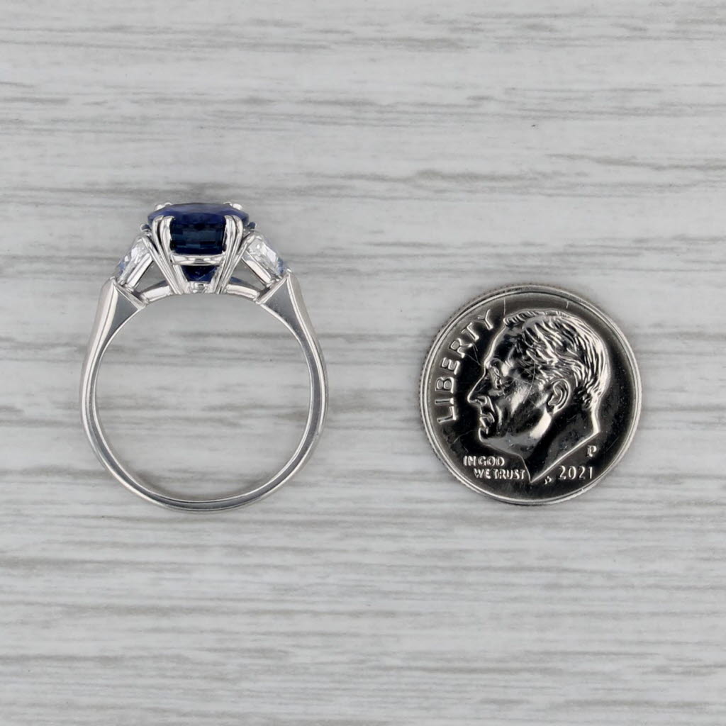 GIA 5.36ctw Oval Blue Sapphire Diamond Ring 950 Platinum Size 6.5 Engagement