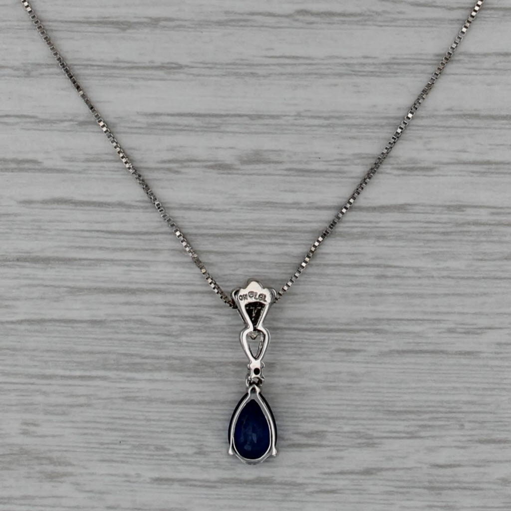 1.75 Lab Created Sapphire Diamond Pendant Necklace 10k White Gold 18" Box Chain