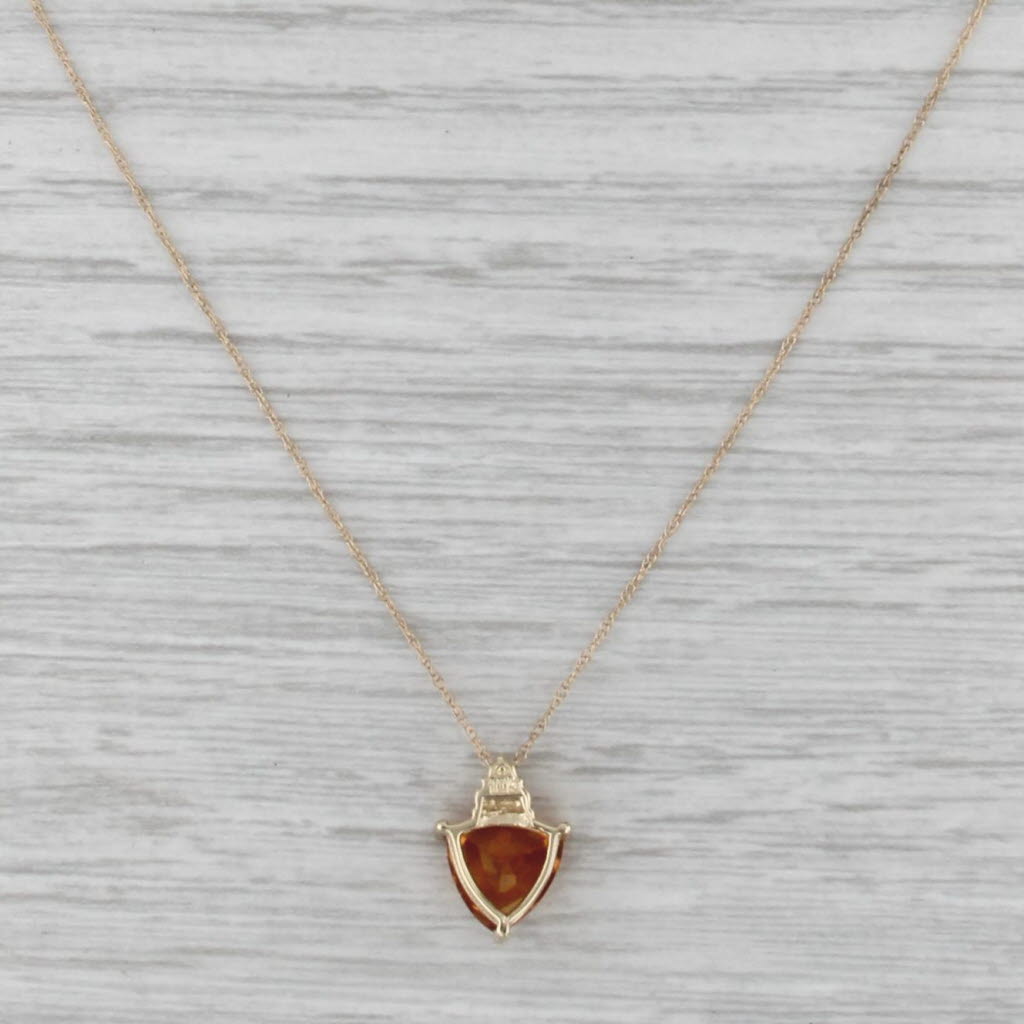 1.60ct Citrine Diamond Pendant Necklace 10k Yellow Gold 18.25" Rope Chain