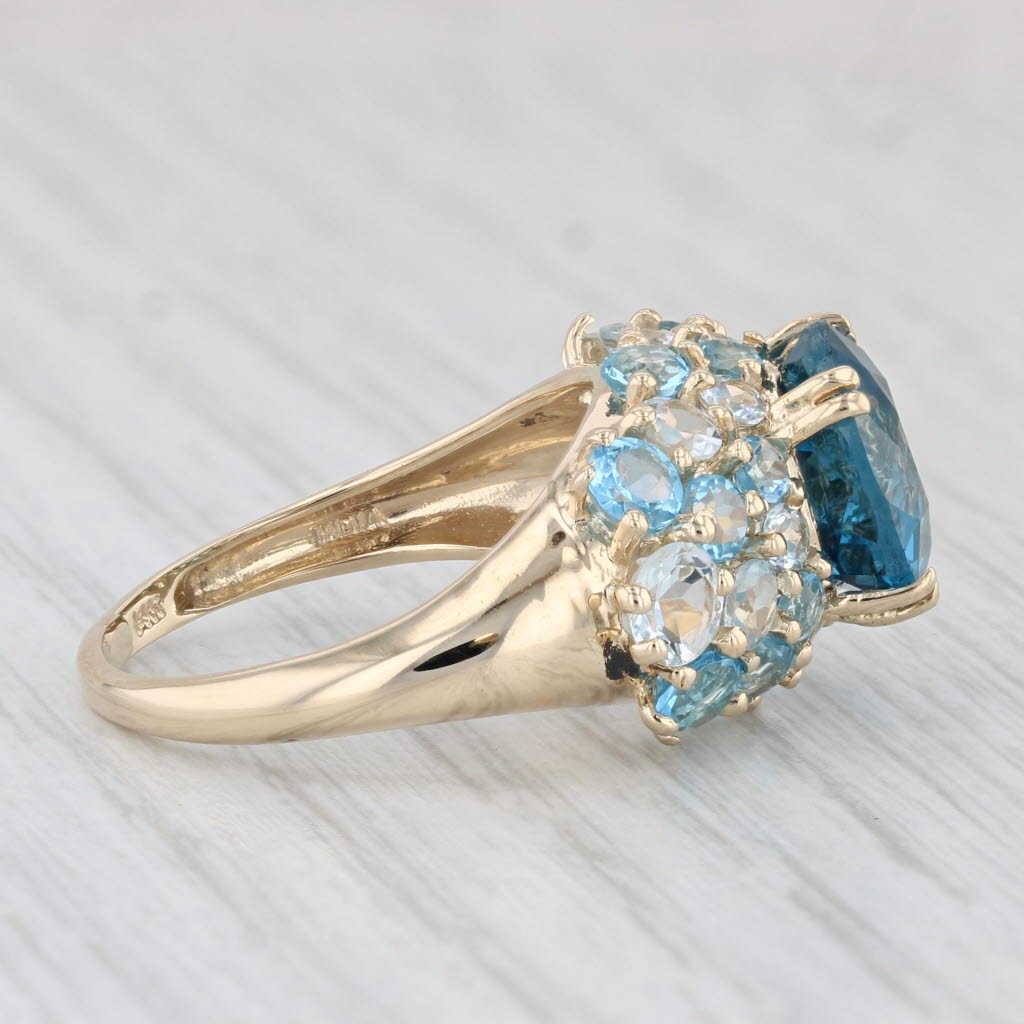 Light Gray 7.53ctw Blue Topaz White Goshenite Cluster Ring 14k Yellow Gold Size 8