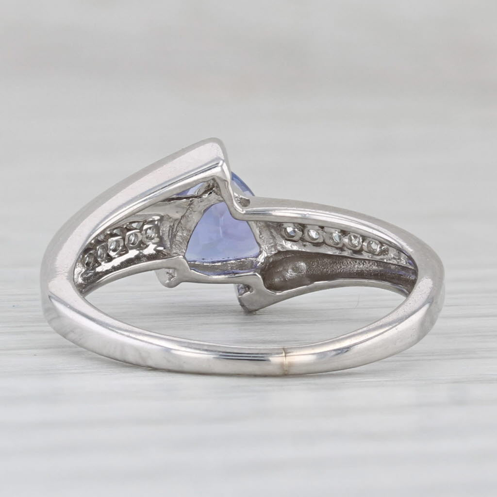 Light Gray 0.65ctw Tanzanite Diamond Ring 10k White Gold Size 6 Bypass