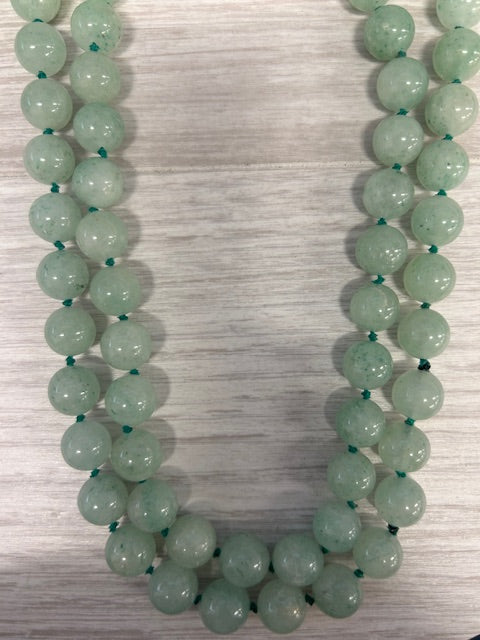 Light Slate Gray Green Aventurine Bead Single Strand Necklace 60" Long Layering 10mm