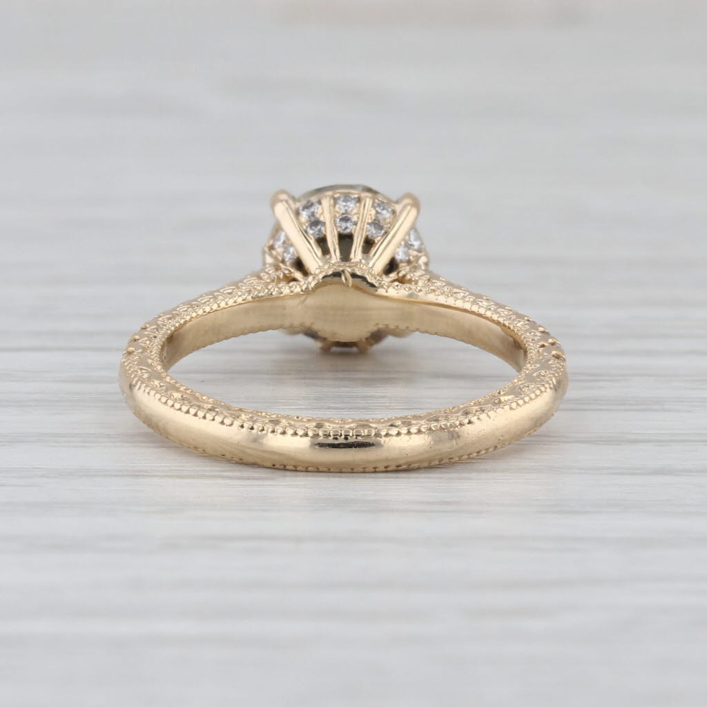 GIA 2.21ctw Round Diamond Hidden Halo Engagement Ring 14k Yellow Gold Size 6.5