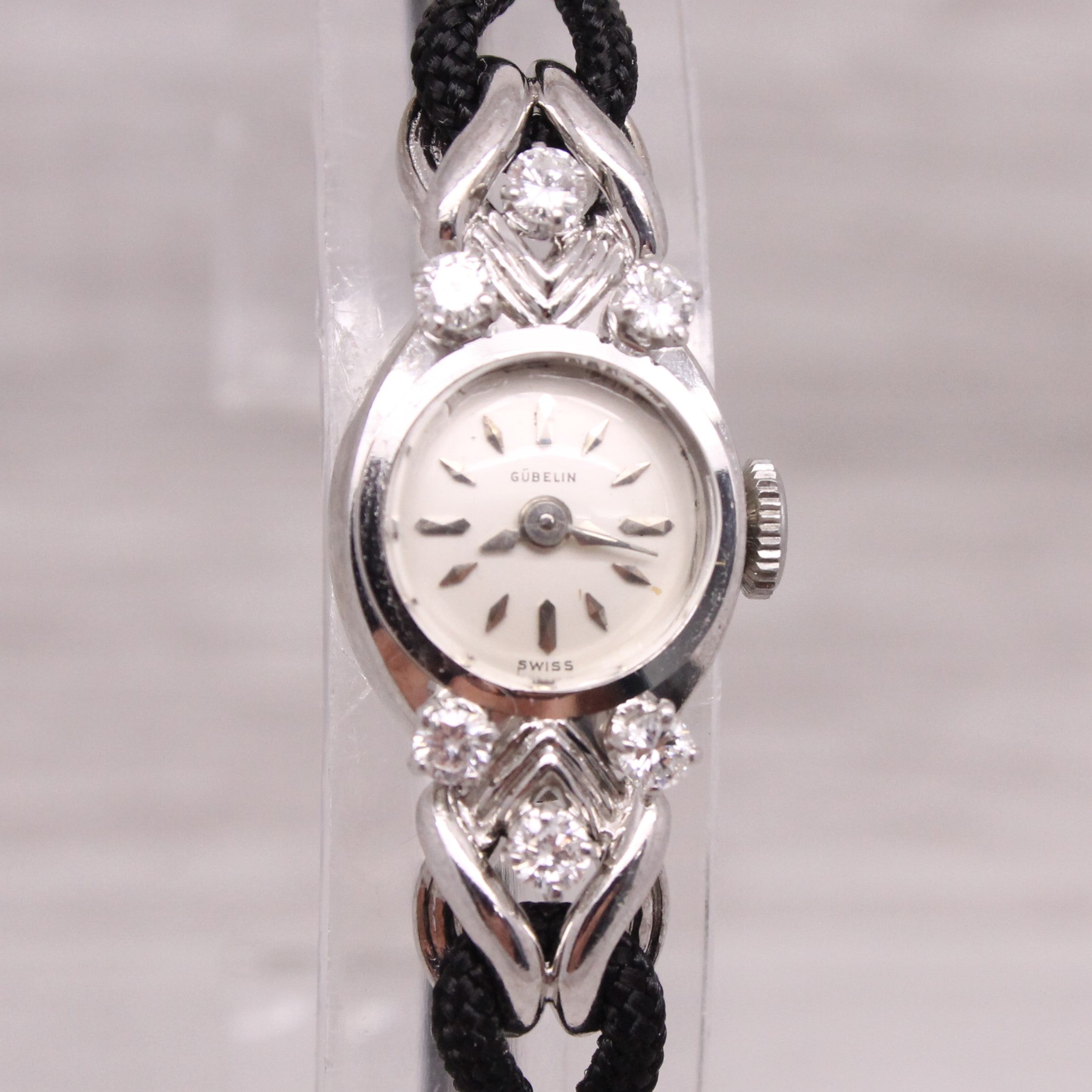 Vintage Gubelin 18k White Gold & Diamond Ladies Cocktail Watch H/VS2 ...