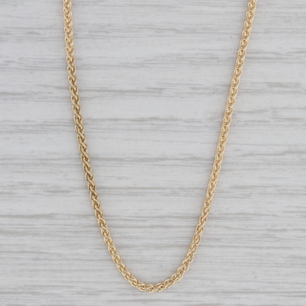 Gray Wheat Chain Necklace 14k Yellow Gold 23.75" 1.8mm Italian