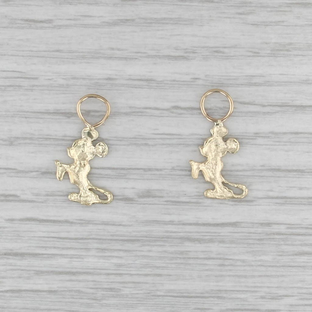 Classic Mickey Mouse Earring Charms Enhancers 10k Yellow Gold Disney Cartoon