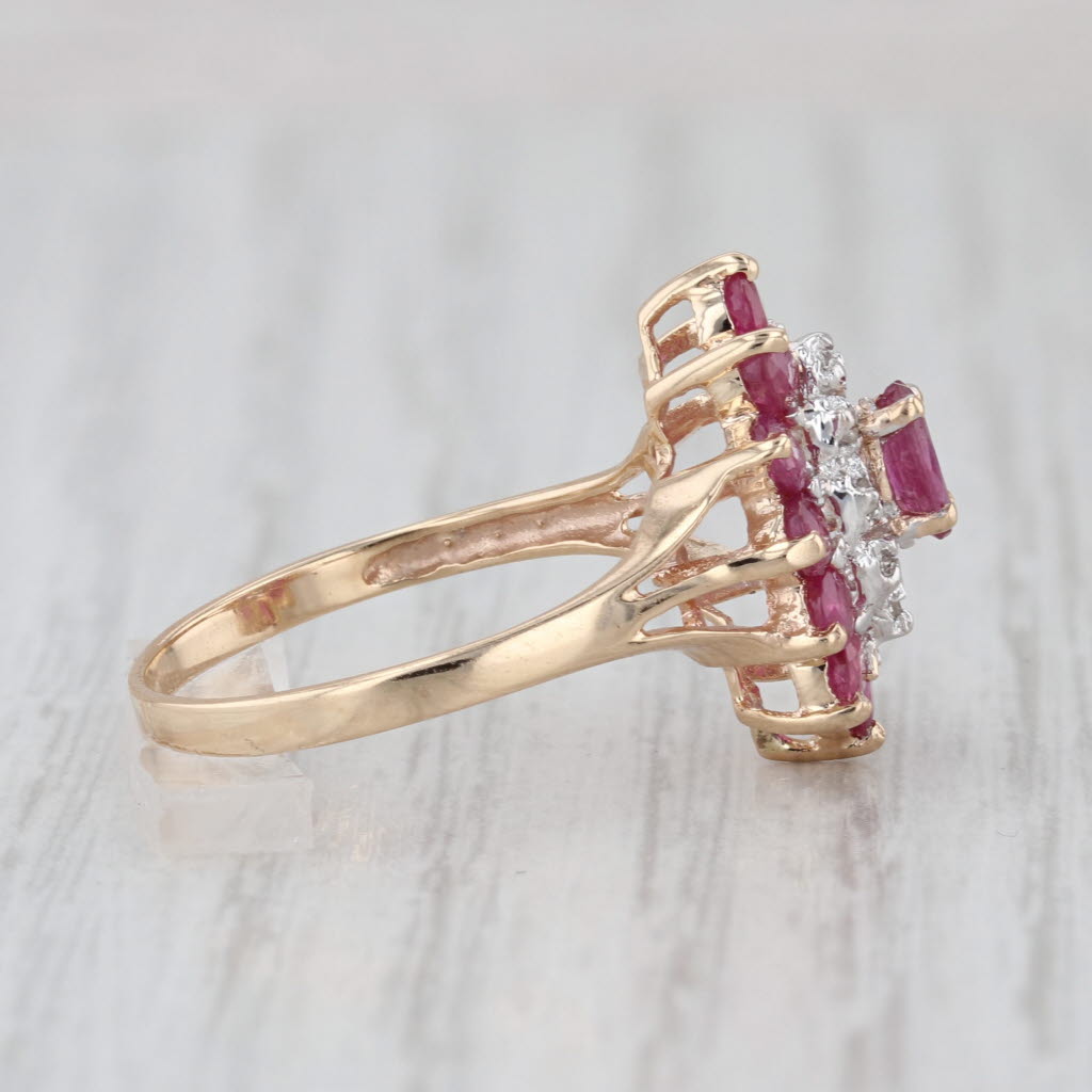1.18ctw Ruby Diamond Halo Ring 10k Yellow Gold Size 6.25