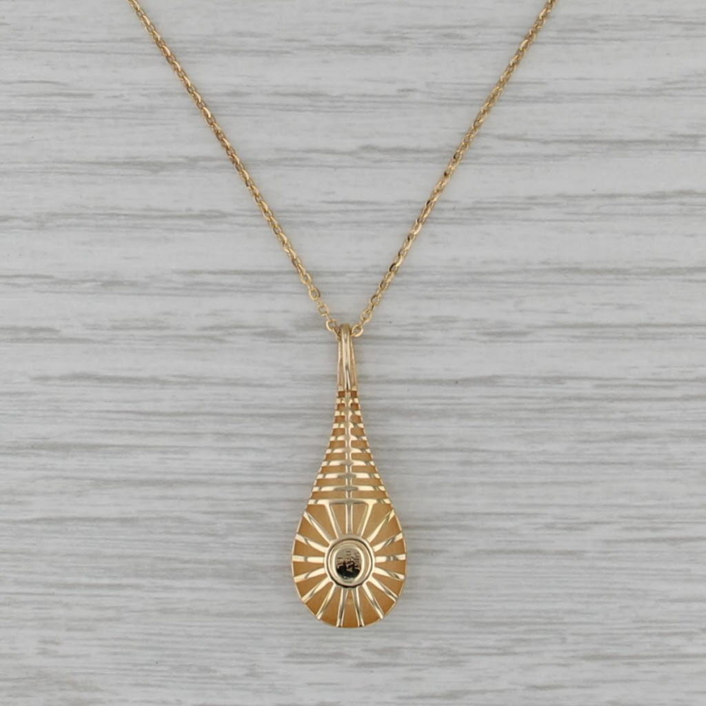 Teardrop Pendant Cable Chain Necklace 14k Yellow Gold 18" 19" 20" Italian