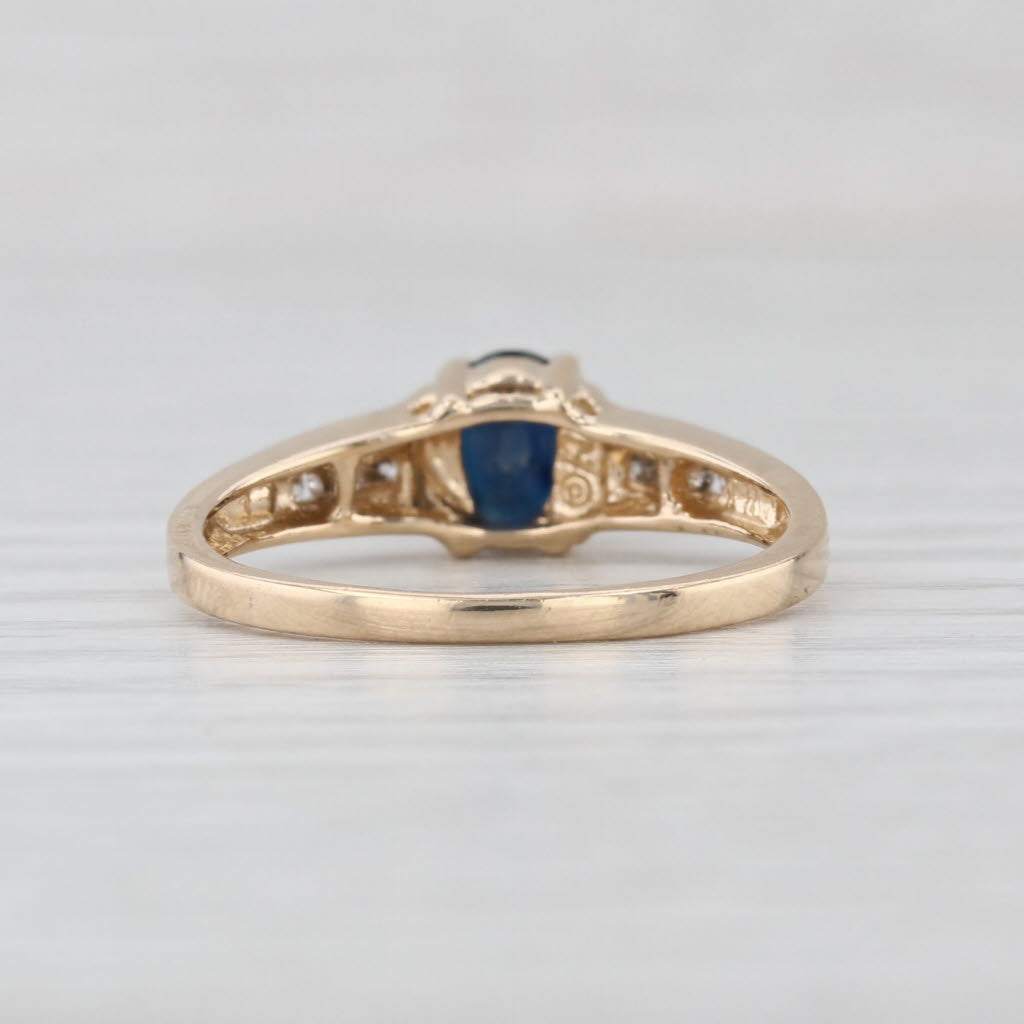 0.51ctw Blue Sapphire Diamond Ring 14k Yellow Gold Size 7