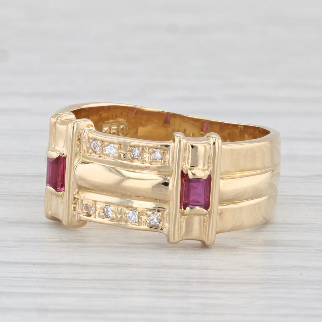 Light Gray Sonia Rykiel 0.24ctw Ruby Diamond Ring 18k Yellow Gold Size 7.25 Wide Band