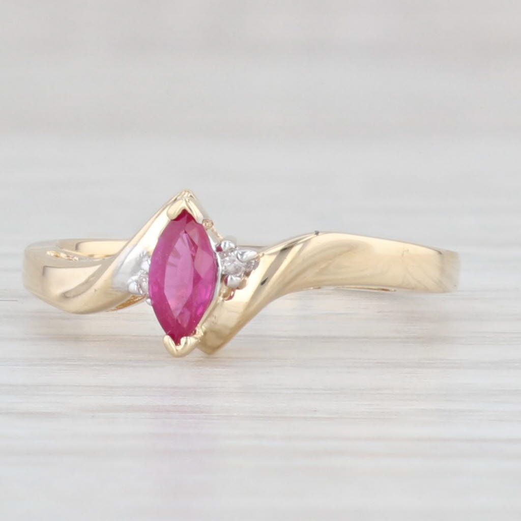 Light Gray 0.30ctw Ruby Marquise Ring 14k Yellow Gold Size 6.75 Diamond Accents