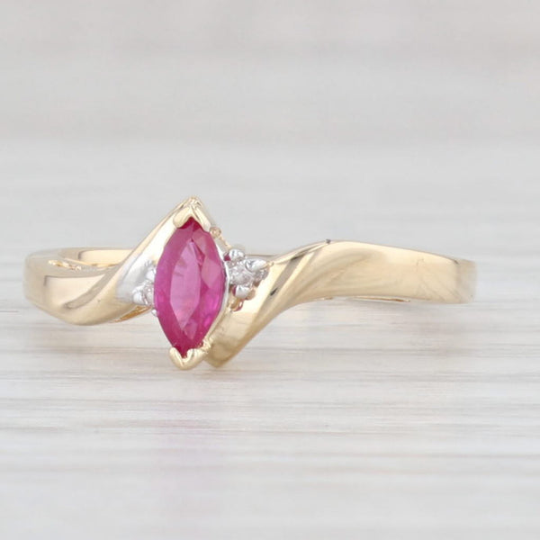 Light Gray 0.30ctw Ruby Marquise Ring 14k Yellow Gold Size 6.75 Diamond Accents