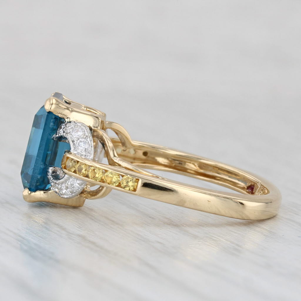 Light Gray Krementz 3.76ctw Lab Created Blue Spinel Diamond Sapphire Ring 18k Gold Sz 6.75