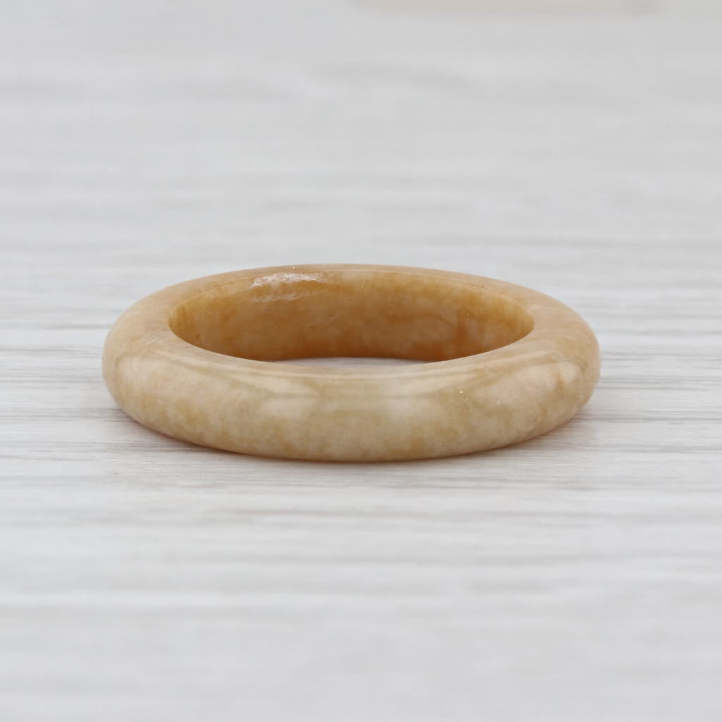 Marbled Brown Tan Jadeite Jade Band Ring Size 7.75 4.5mm