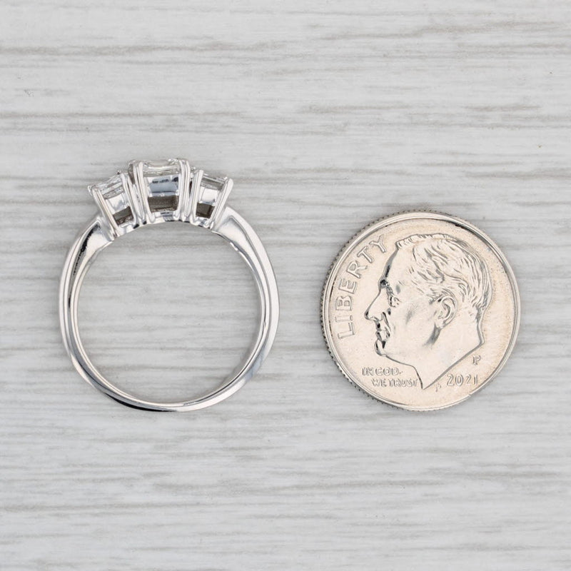 0.78ctw Princess 3-Stone Diamond Engagement Ring 18k White Gold Size 5