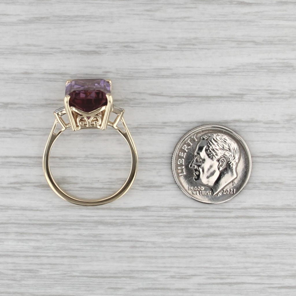 Luxoro 6.77ctw Ametrine Diamond Ring 10k Yellow Gold Size 8 Cocktail
