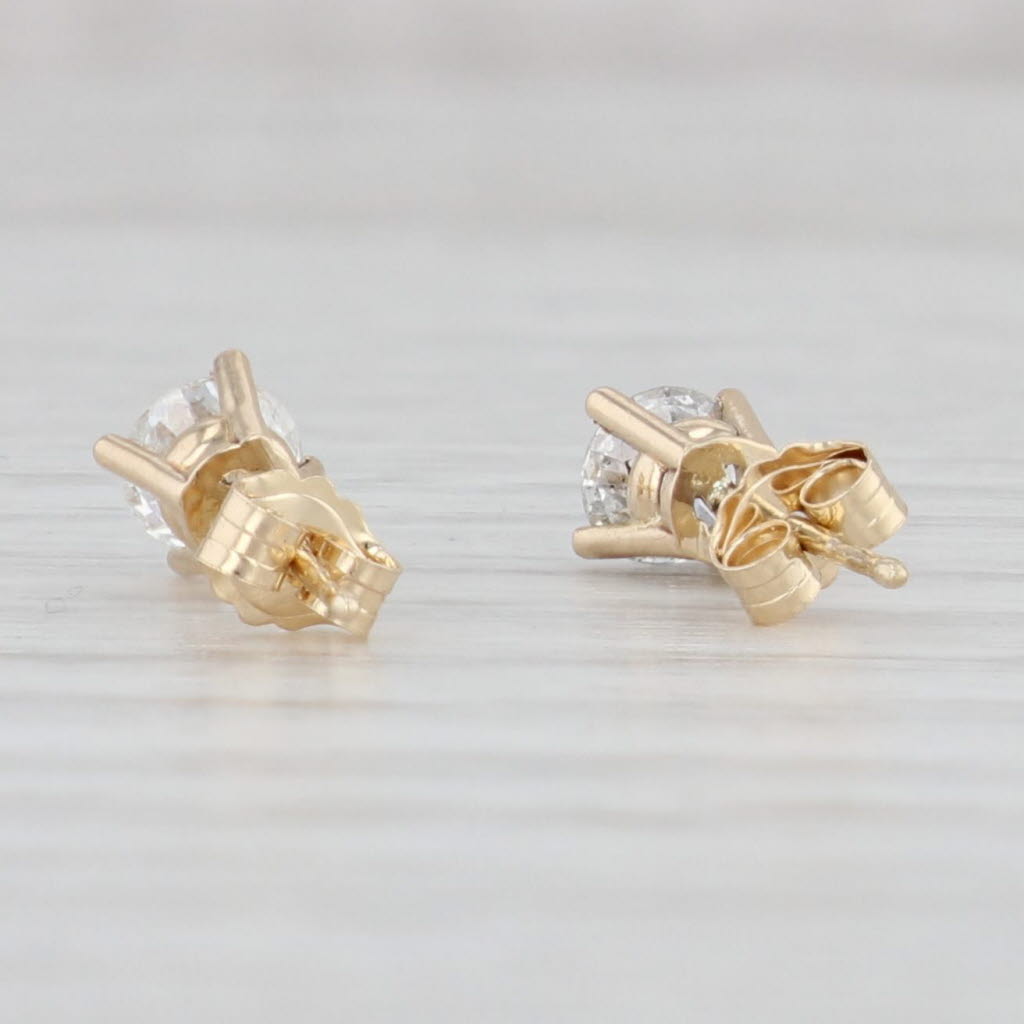 Light Gray 0.50ctw Diamond Stud Earrings 14k Yellow Gold Round Solitaire Studs