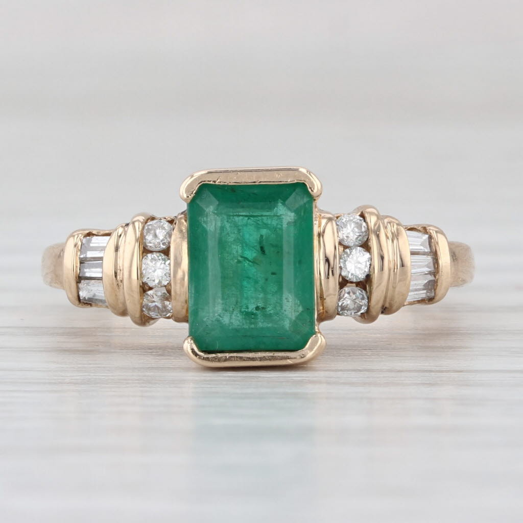 1.57ctw Emerald Diamond Ring 14k Yellow Gold Size 6.75 Engagement