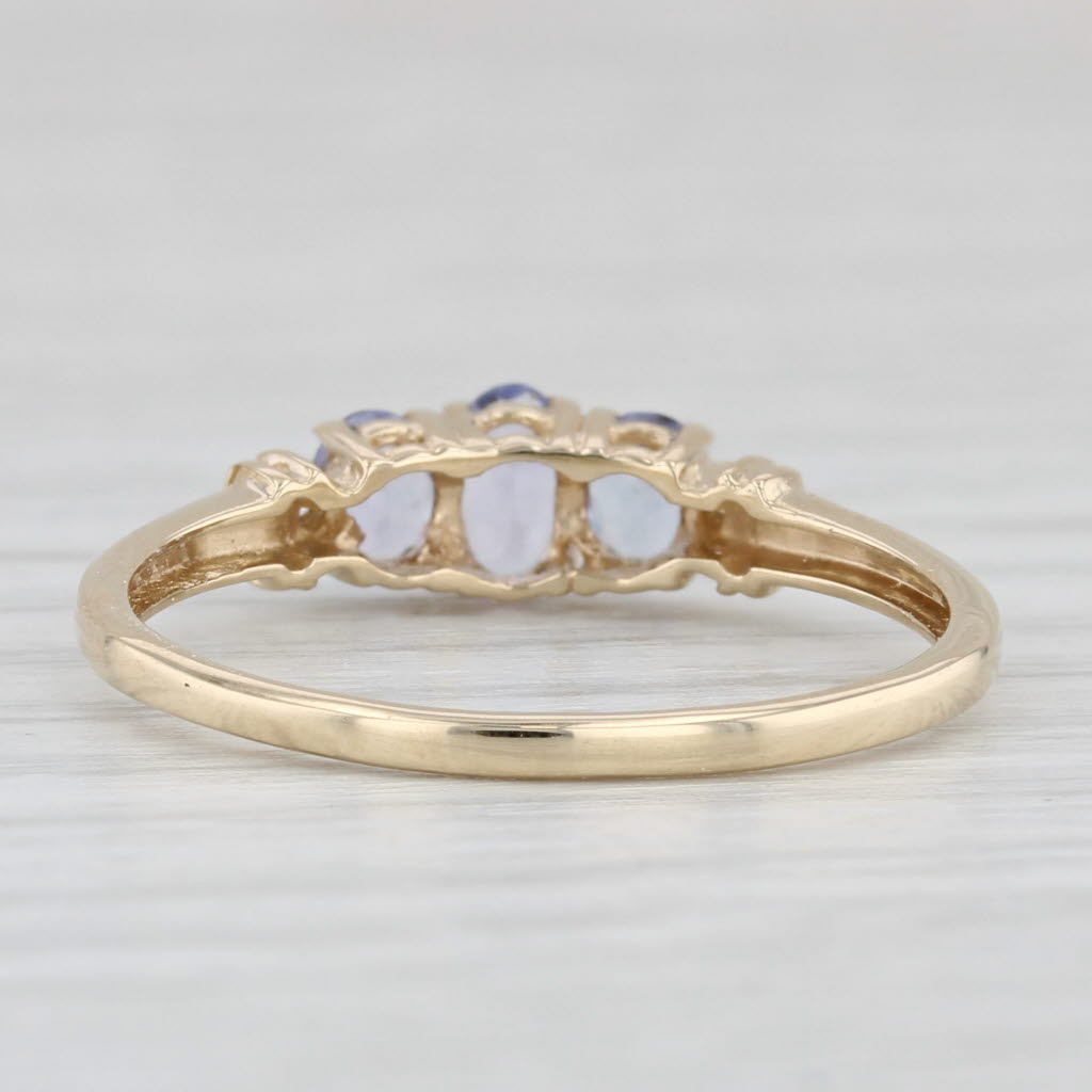 Light Gray 0.65ctw Tanzanite Diamond Ring 10k Yellow Gold 3-Stone Stackable Size 8.25