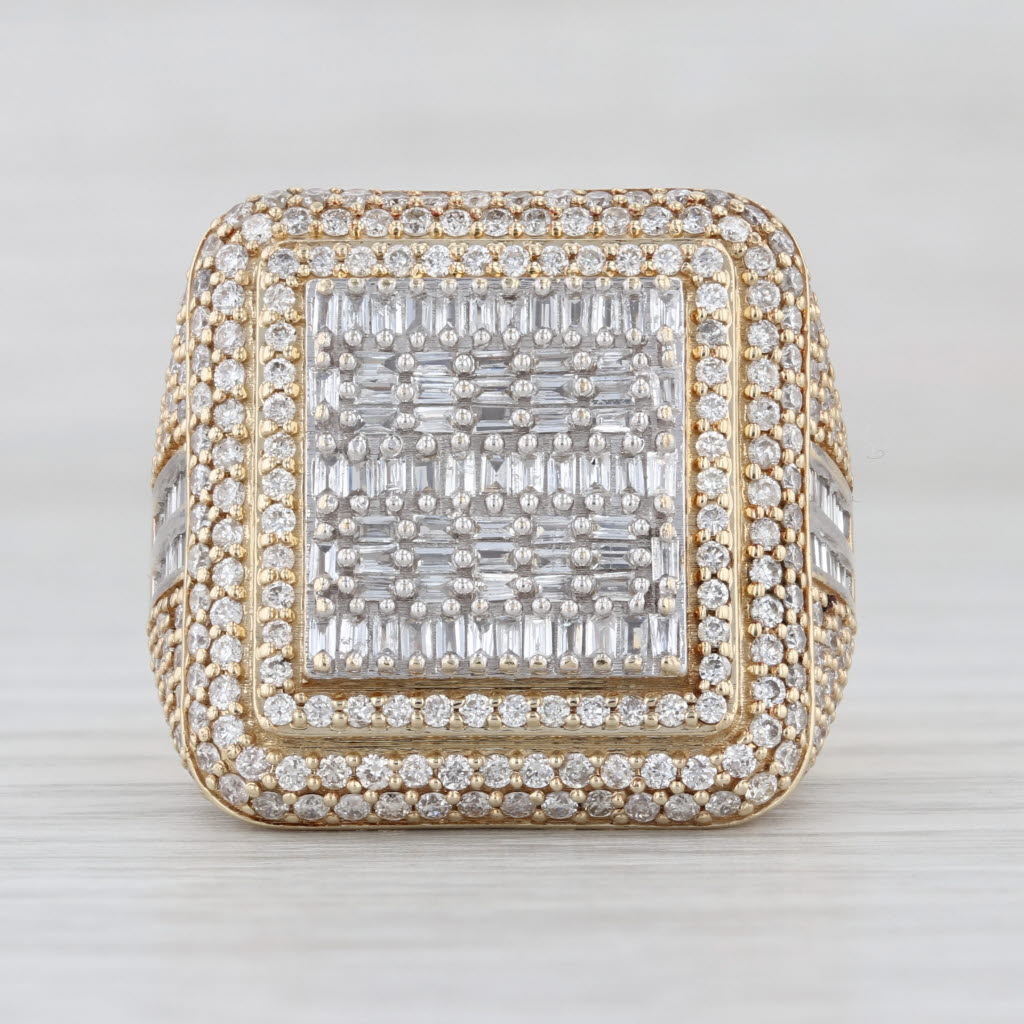 3.97ctw Diamond Cluster Halo Ring 10k Yellow Gold Size 9.75
